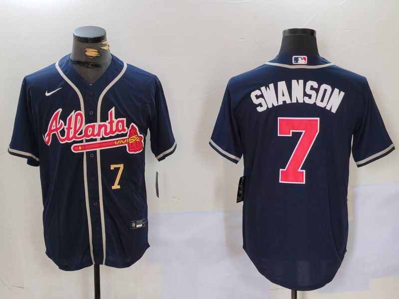 Men Atlanta Braves #7 Swanson Blue Game 2024 Nike MLB Jersey style 9021->atlanta braves->MLB Jersey
